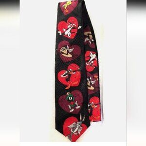 Looney Tunes Necktie Valentine's Day Hearts tie Bugs,Tweety, Marvin Taz, Daffy